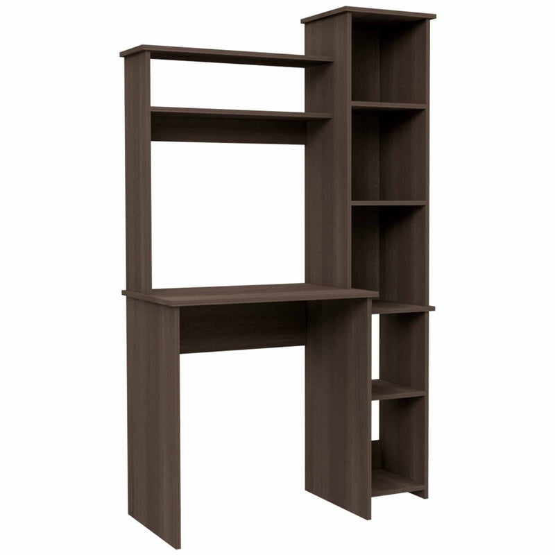 2 Piece Set Writing Desk And Bookshelf - Dark Brown