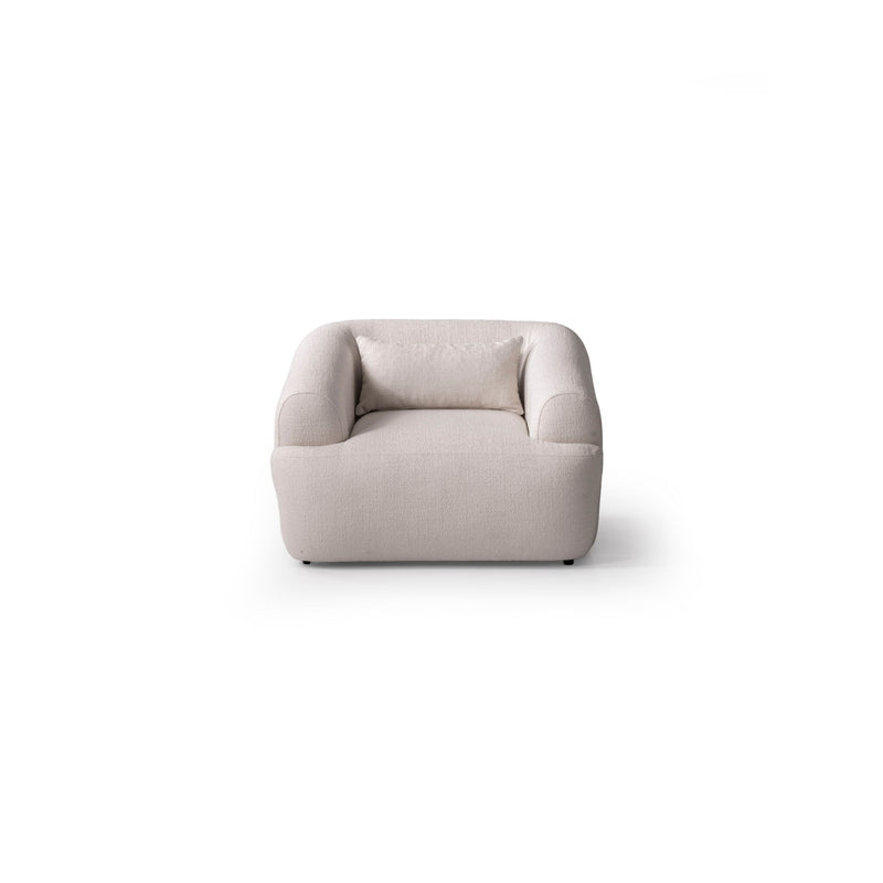 Boucle Arm Chair With Lumbar Pillow - White