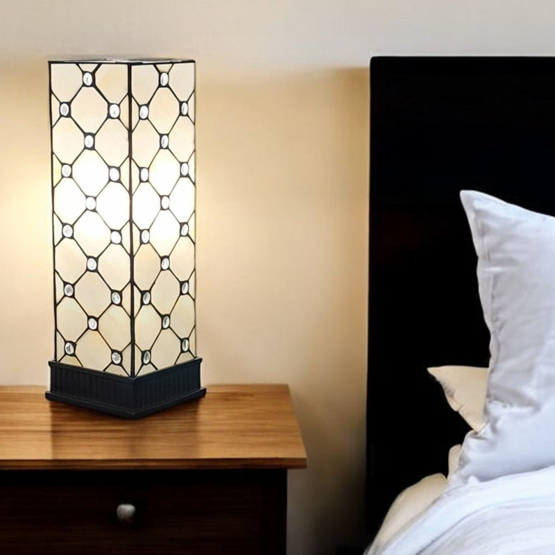 Tiffany Style Jeweled Base Table Lamp - Dark Brown