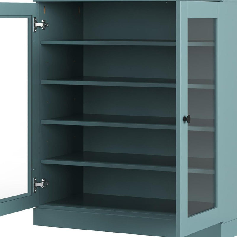 Twenty Pair Solid Woodshoe Storage Cabinet (752336) - Aqua