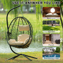 Load image into Gallery viewer, Egg Chair with Stand Indoor Outdoor Swing Chair Patio Wicker Hanging Egg Chair Hanging Basket Chair Hammock Chair with Stand for Bedroom Living Room Balcony
