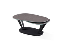 Load image into Gallery viewer, 36" Faux Marble And Metal Oval Coffee Table - Gray And Black
