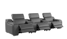 Load image into Gallery viewer, 129" Italian Leather Reclining USB Sofa - Dark Gray
