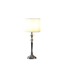 Load image into Gallery viewer, Chrome And Crystal Table Lamp With White Drum Shade - Black
