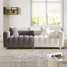 Load image into Gallery viewer, 3 Seater Sofa With Metal Base Legs And 2 Pillows In +, 87.4&quot; Premium Couch For Living Room - White / Gray
