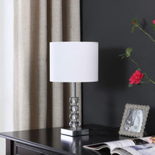 Load image into Gallery viewer, Metal And Glass Orbs Table Lamp With White Drum Shade - Silver

