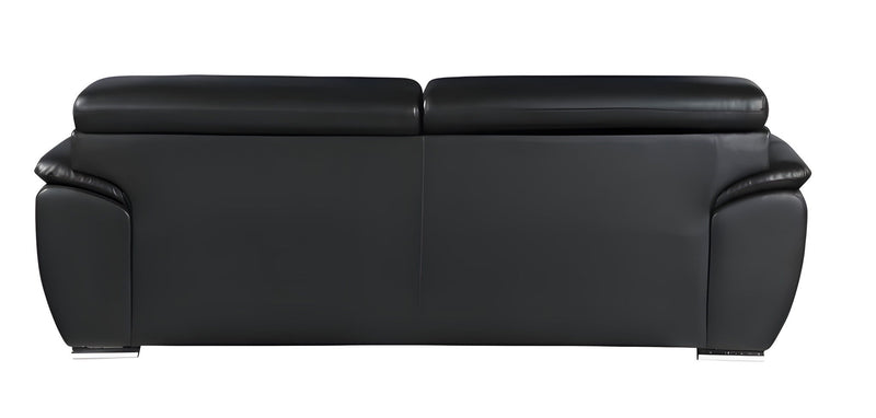 Silver Legs Leather Sofa - Black