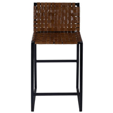 Load image into Gallery viewer, 36" Leather And Iron Bar Chair - Brown And Black
