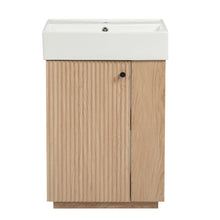 Load image into Gallery viewer, Bathroom Vanity With Sink, Freestanding Wood Grain Cabinet With Storage
