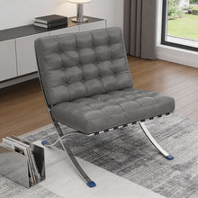 Load image into Gallery viewer, Faux Leather Stainless Steel Folding Lounge Chair - Dark Gray / Silver
