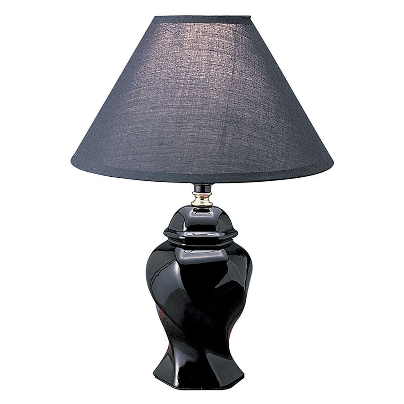 10" x 10" x13" Ceramic Bedside Table Lamp With Black Shade - Black