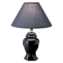 Load image into Gallery viewer, 10" x 10" x13" Ceramic Bedside Table Lamp With Black Shade - Black
