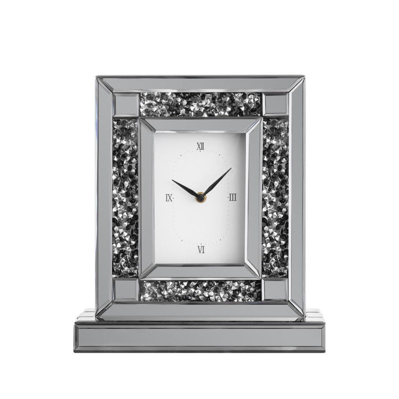 Mirrored Table Clock - Silver / Silver