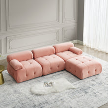 Load image into Gallery viewer, Modular Sectional Sofa, Button Tufted Designed and DIY Combination,L Shaped Couch with Reversible Ottoman, Pink Velvet
