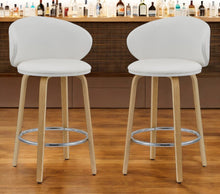 Load image into Gallery viewer, Faux Leather And Metal Low Back Counter Height Bar Chairs (Set of 2) - White And Brown
