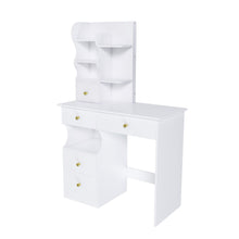 Load image into Gallery viewer, Dressing Table With Movable Mirror And LED Light, 5 Drawer Storage Organizer - White
