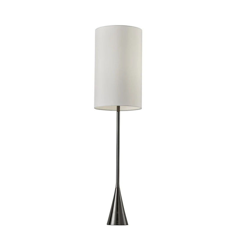 Black Metal Tall White Shade Table Lamp - Nickel Finish