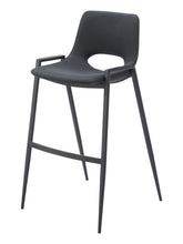 Load image into Gallery viewer, 30" Modern Faux Leather And Steel Low Back Bar Height Bar Chairs (Set of 2) - Black
