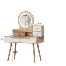 Load image into Gallery viewer, Elegant Makeup Vanity Desk With Adjustable Lighted Mirror Table Feet - American White Oak
