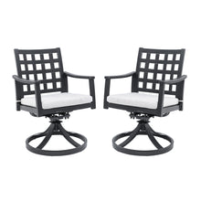Load image into Gallery viewer, Modern Classic Outdoor Dining Swivel Rockers With Sunbrella Cushion, Lattice Design, Weather Resistant Frame (Set of 2) - Ember Black
