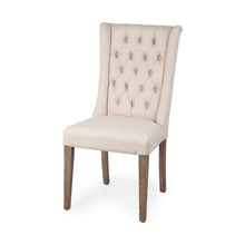 Load image into Gallery viewer, Tufted And Upholstered Linen Wing Back Dining Side Chair - Cream
