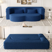 Load image into Gallery viewer, Modern Floor Sofa, With 2 Pillows, Convertible Teddy Fabric Foam Filled Bed
