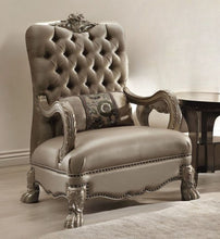 Load image into Gallery viewer, Velvet Tufted Arm Chair - Bone And Gold
