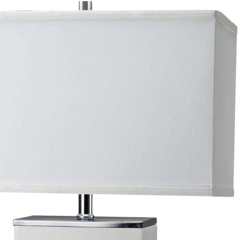 Modern Table Lamp With USB - White And Silver