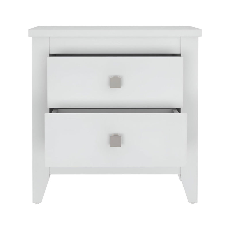 26.6" x 15.7" x 24.3" Two Drawer Faux Wood Nightstand - White