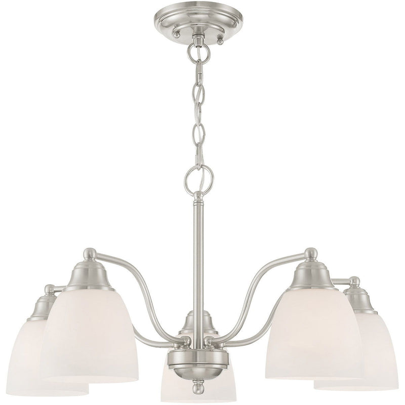 13" Five Light Dimmable Chandelier With Shades - Nickel