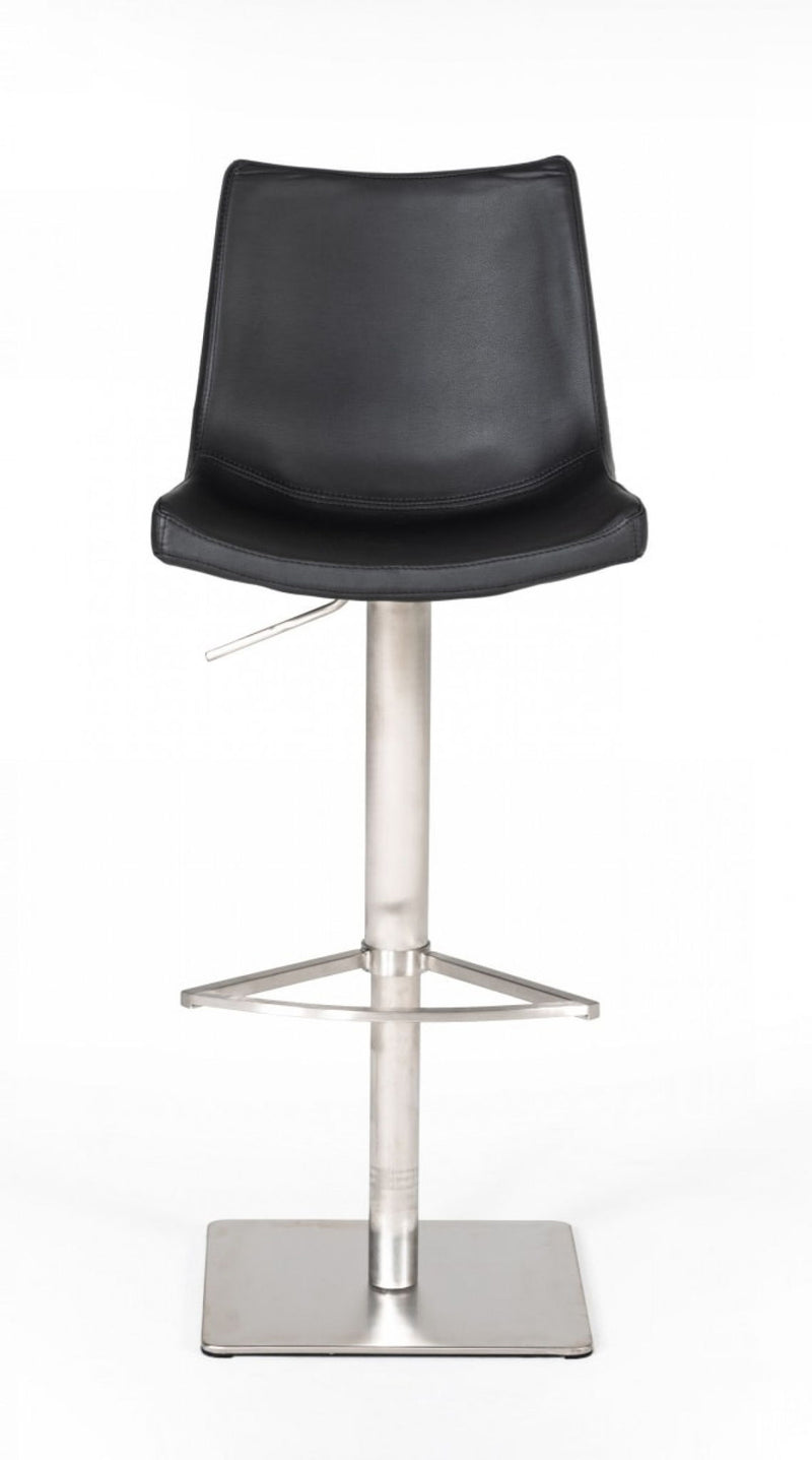 Stainless Steel Swivel Low Back Bar Height Bar Chair - Black And Silver