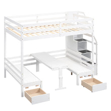 Load image into Gallery viewer, Full over Full Size Bunk with staircase,the Down Bed can be Convertible to Seats and Table Set,White
