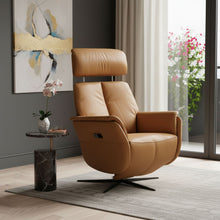 Load image into Gallery viewer, Genuine Leather Power Swivel Recliner - Camel
