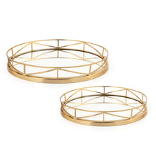 Load image into Gallery viewer, Solid Wood Round Vanity Tray (Set of 2) - Gold
