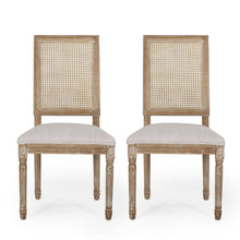 Load image into Gallery viewer, French Country Dining Chair With Rectangular Cane Backrest And Smooth Upholstered Seating
