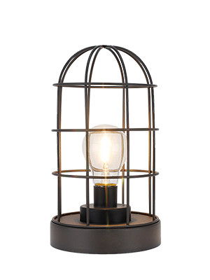 10" Battery Operated Lamps With Cage Cylinder Shades (Set of 2) - Black