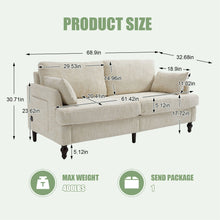 Load image into Gallery viewer, Chenille 2 Seater Sofa With LED Light, USB Charging Port, And Storage Bag
