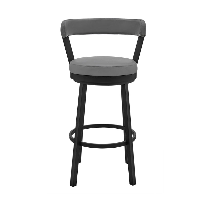26" Iron Swivel Counter Height Bar Chair - Gray And Black
