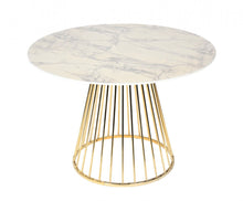 Load image into Gallery viewer, 43" Rounded Stainless Steel Pedestal Base Dining Table - Gold / White
