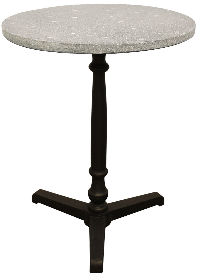 24" Stone And Iron Round Dining Table - Gray