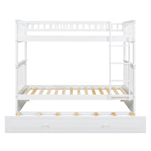 Load image into Gallery viewer, Twin over Twin Bunk Bed with Twin Size Trundle, Convertible Beds, White
