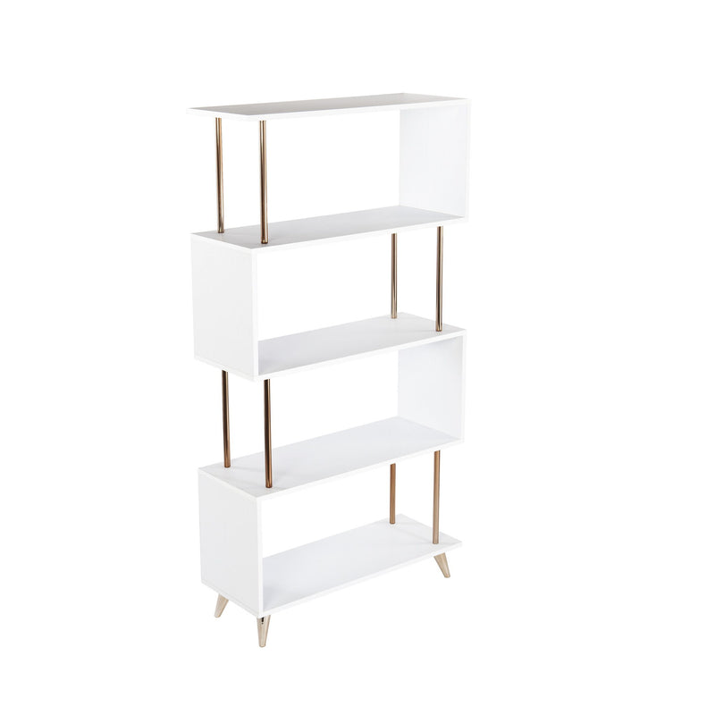Squiggle Four Tier Etagere Bookcase - White