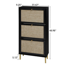 Load image into Gallery viewer, Modern Rattan 3 Door Shoe Rack Cabinet For Entryway
