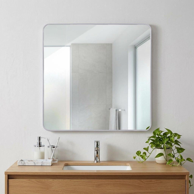 Aluminum Square Framed Bathroom Vanity Mirror (756106) - Silver