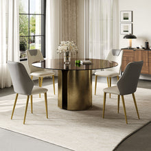 Load image into Gallery viewer, Modern Round Dining Table Set With Glass Top And Steel Legs
