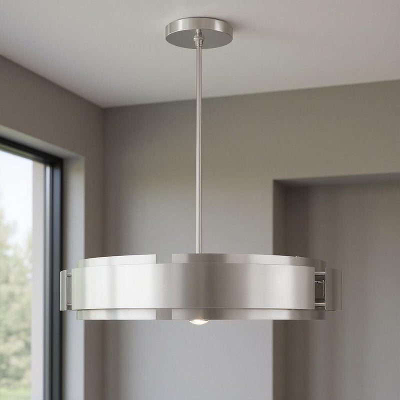 16'' Seven Light Dimmable Chandelier With Shades - Nickel