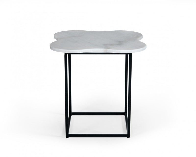Marble Free Form End Table - Black And White