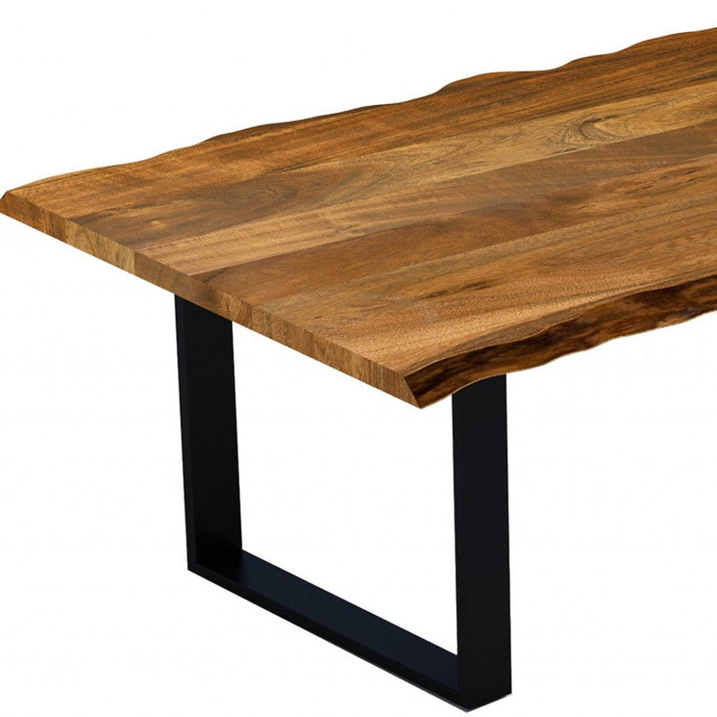 68" Solid Wood Sled Base Dining Table - Brown / Black