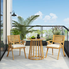 Load image into Gallery viewer, Outdoor 3 Pieces Dining Set With Cushions - Teak - Teak
