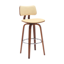 Load image into Gallery viewer, Faux Leather Swivel Low Back Bar Height Bar Chair - Cream And Wood Brown
